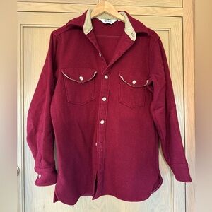 Vintage Woolrich Maroon and Tan Wool Men's Shirt/Shacket Button Down